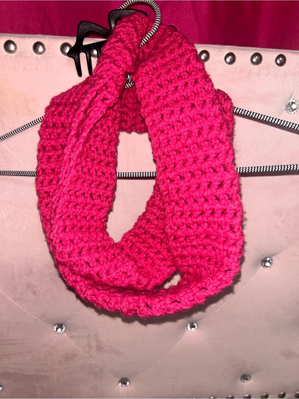 Pink Crochet Infinity Scarf - Picture 3 of 3